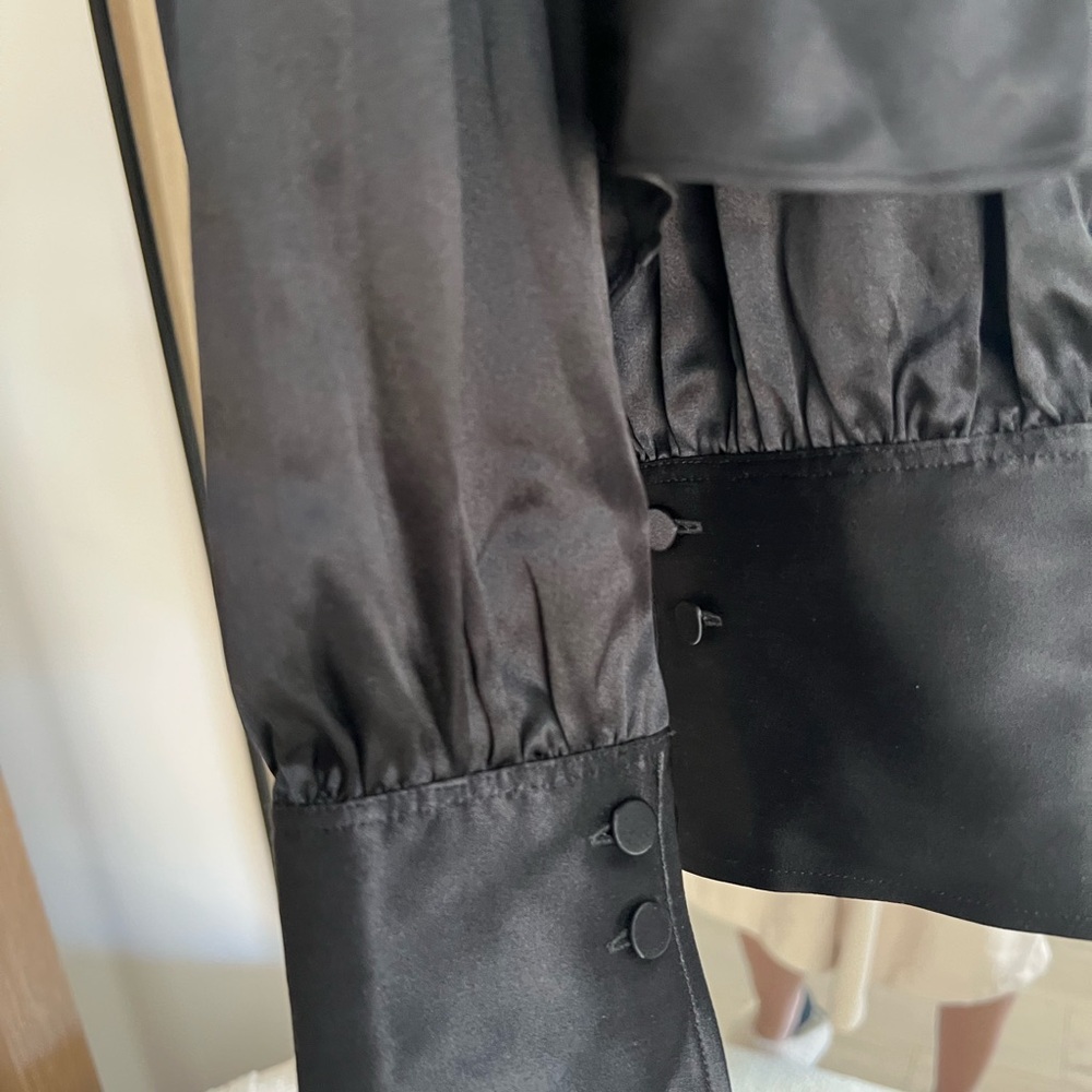 Frame Black Satin Button Down Blouse - Picture 8 of 9